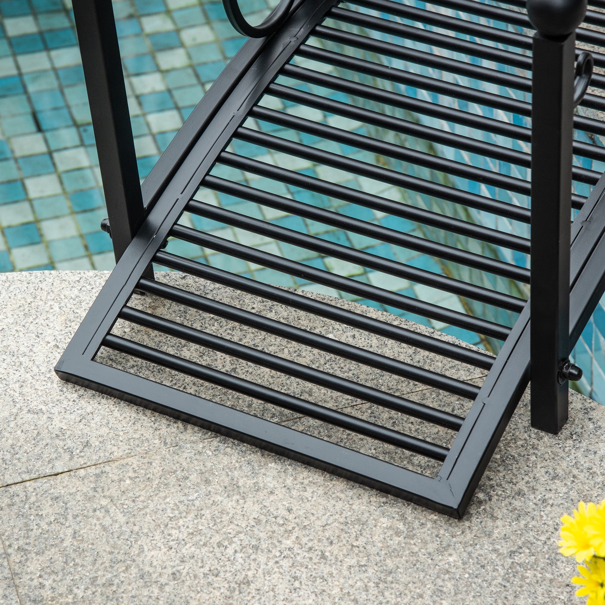 Outsunny Garden Bridge 3.3FT, Decorative Classic Backyard Pond Bridge with Safety Railings Black