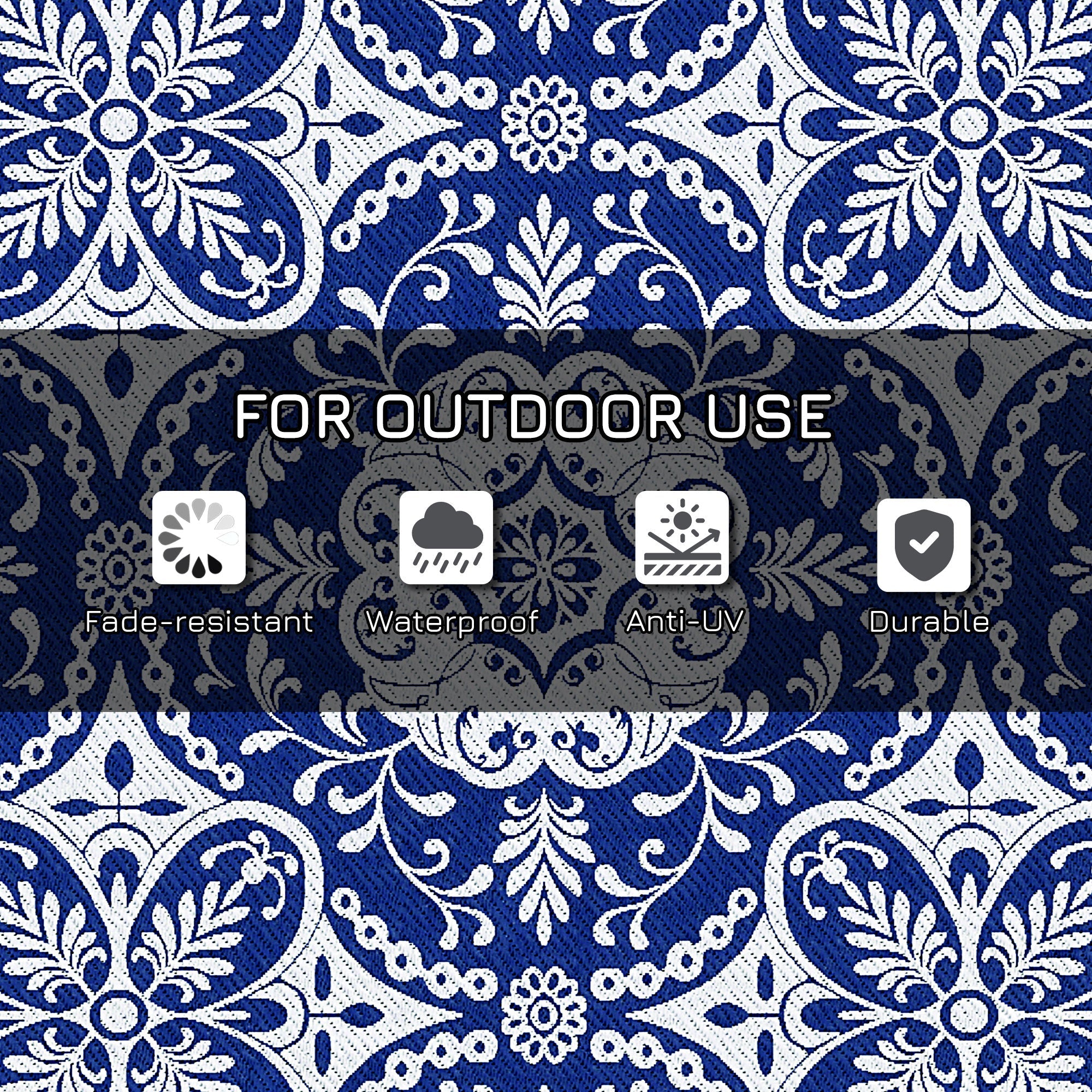 Outsunny 9' x 12' Portable Outdoor Rug Reversible Waterproof Mat with Carry Bag for RV Backyard Deck Blue