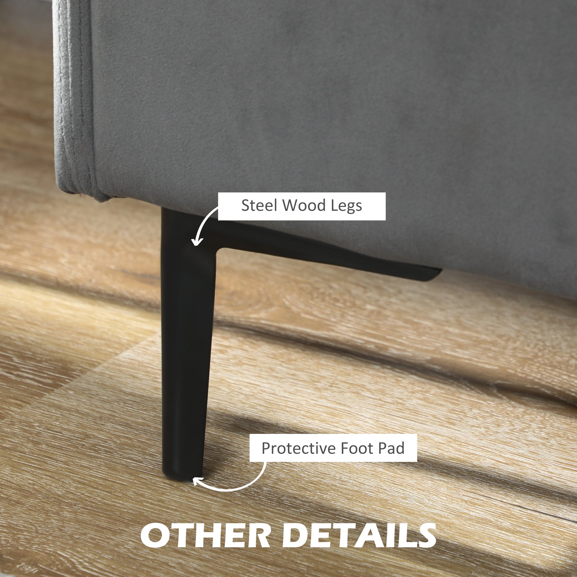 HOMCOM Convertible L-Shaped Sectional Sofa: 3 Seater Couch with Reversible Ottoman for Living Room, Grey