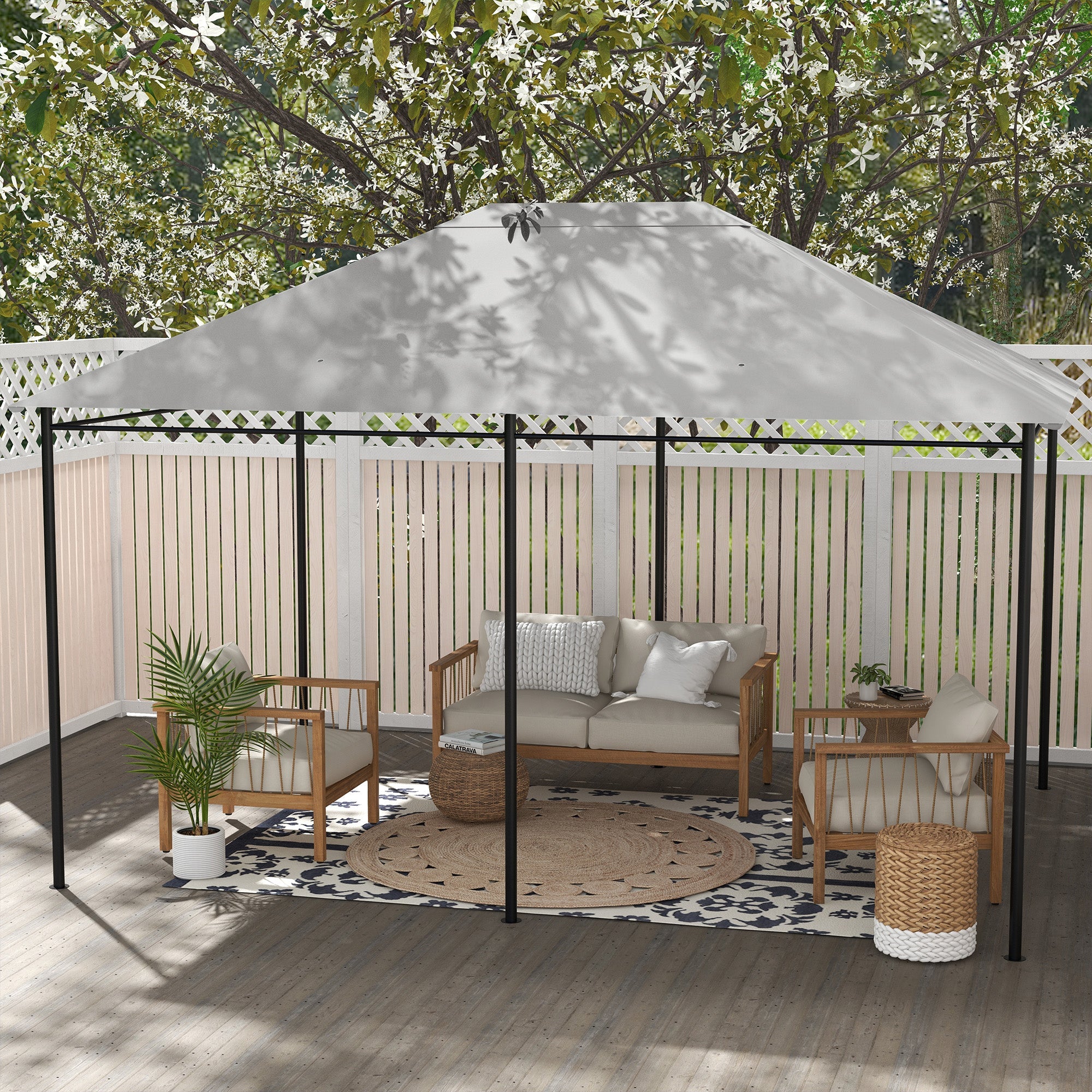 Outsunny 10x13ft Gazebo Roof Replacement Cover Top Cover Only for Outdoor Shelter Light Grey