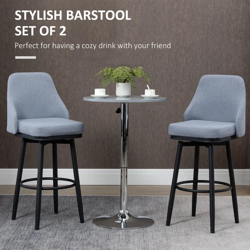 Extra Tall Bar Stools Set of 2, Modern 360° Swivel Barstools, Dining Room Chairs with Steel Legs Footrest, Light Grey