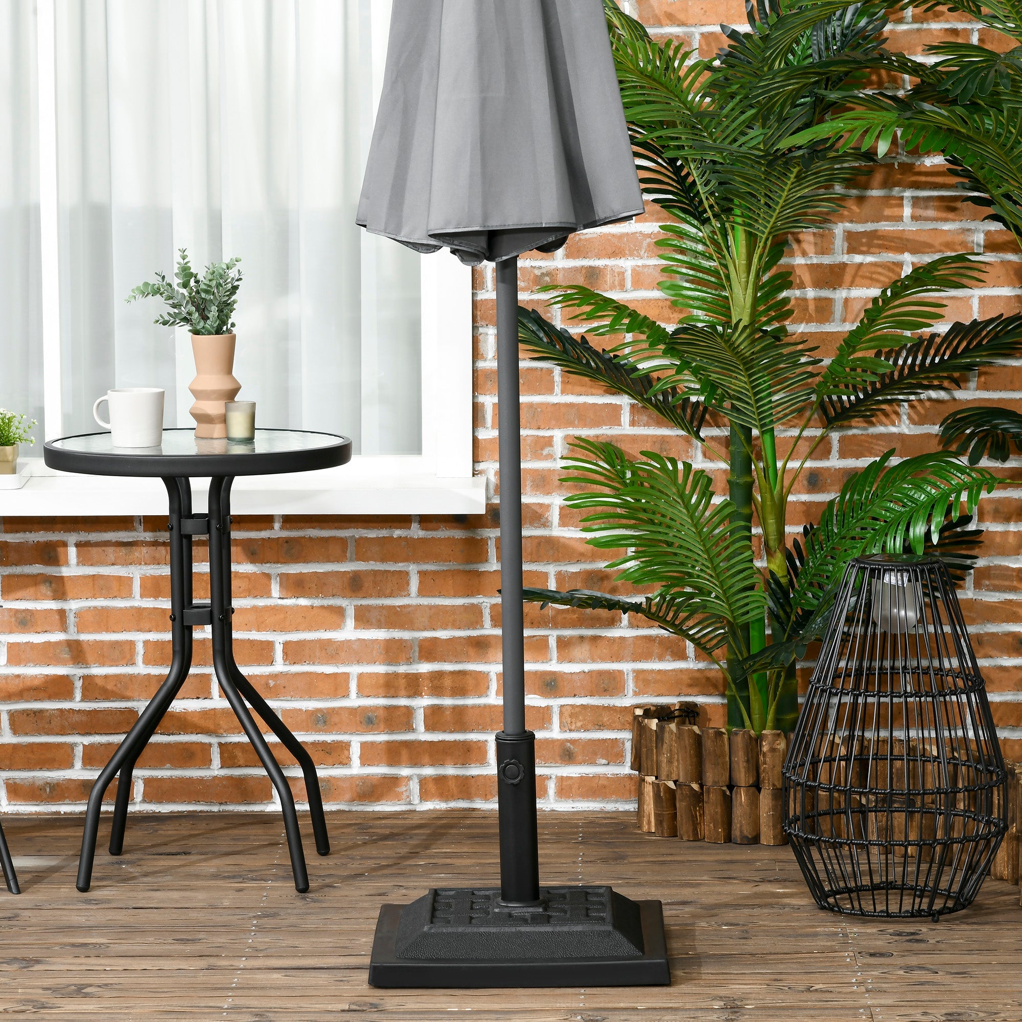 Outsunny 26 lb Heavy Duty Square Resin Patio Umbrella Base for Outdoor Garden Backyard Black