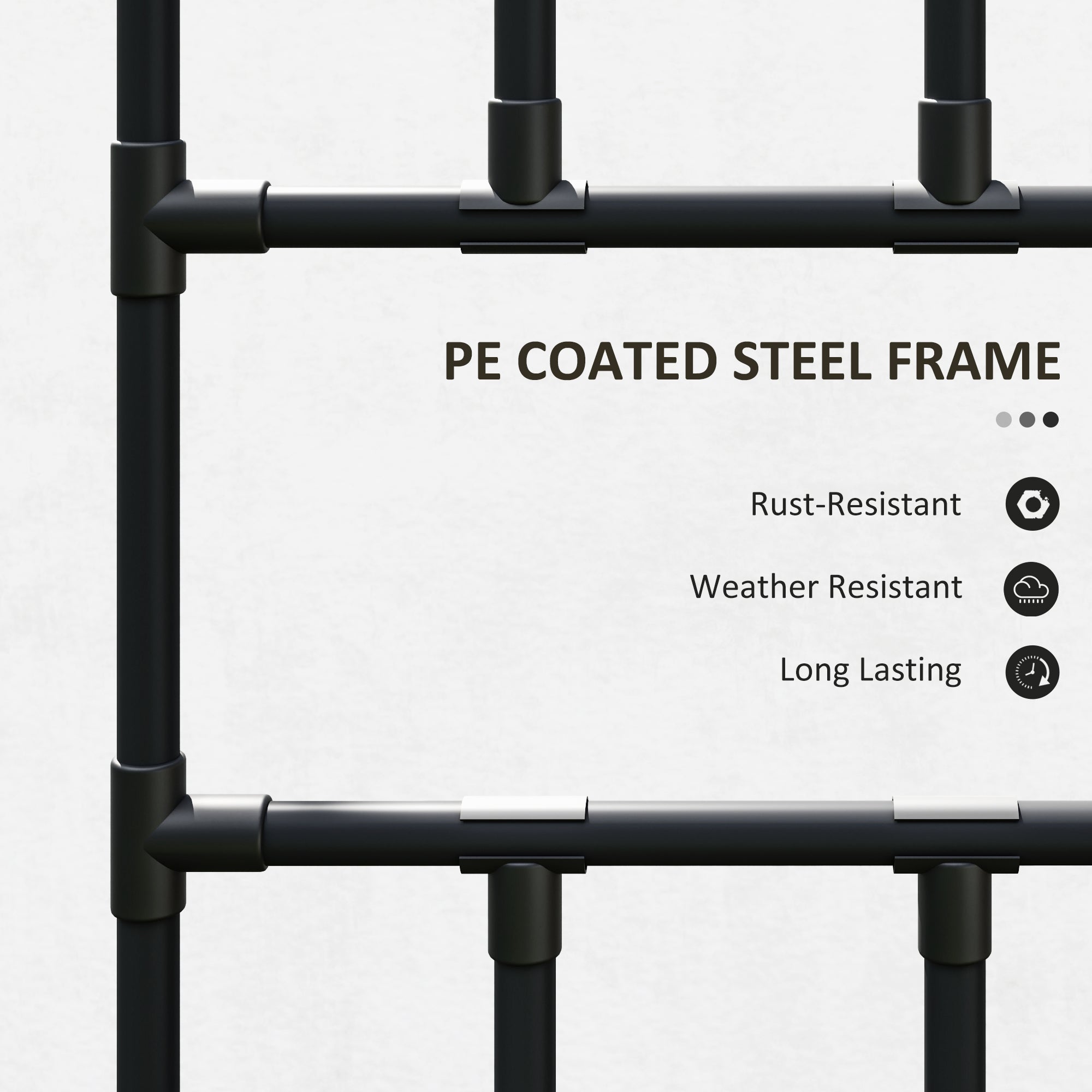 Outsunny Arched Garden Trellis, 8 FT Tall Metal Plant Trellis Support with Trellis Netting for Climbing Plants