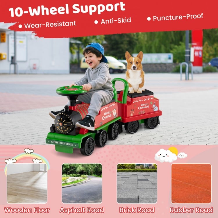 6V Toddler Ride On Train Combo: Track Ride & 2-Seater Carriage Set