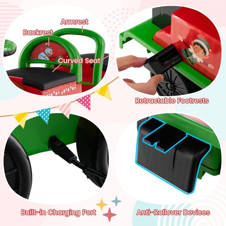 6V Toddler Ride On Train Combo: Track Ride & 2-Seater Carriage Set