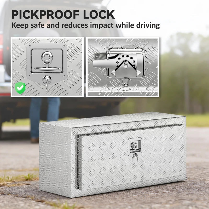 Heavy Duty Aluminum Truck Bed Tool Box, 36 Inch Wavy Plate Tool Box Chest, Waterproof Storage Toolbox Chest Organizer