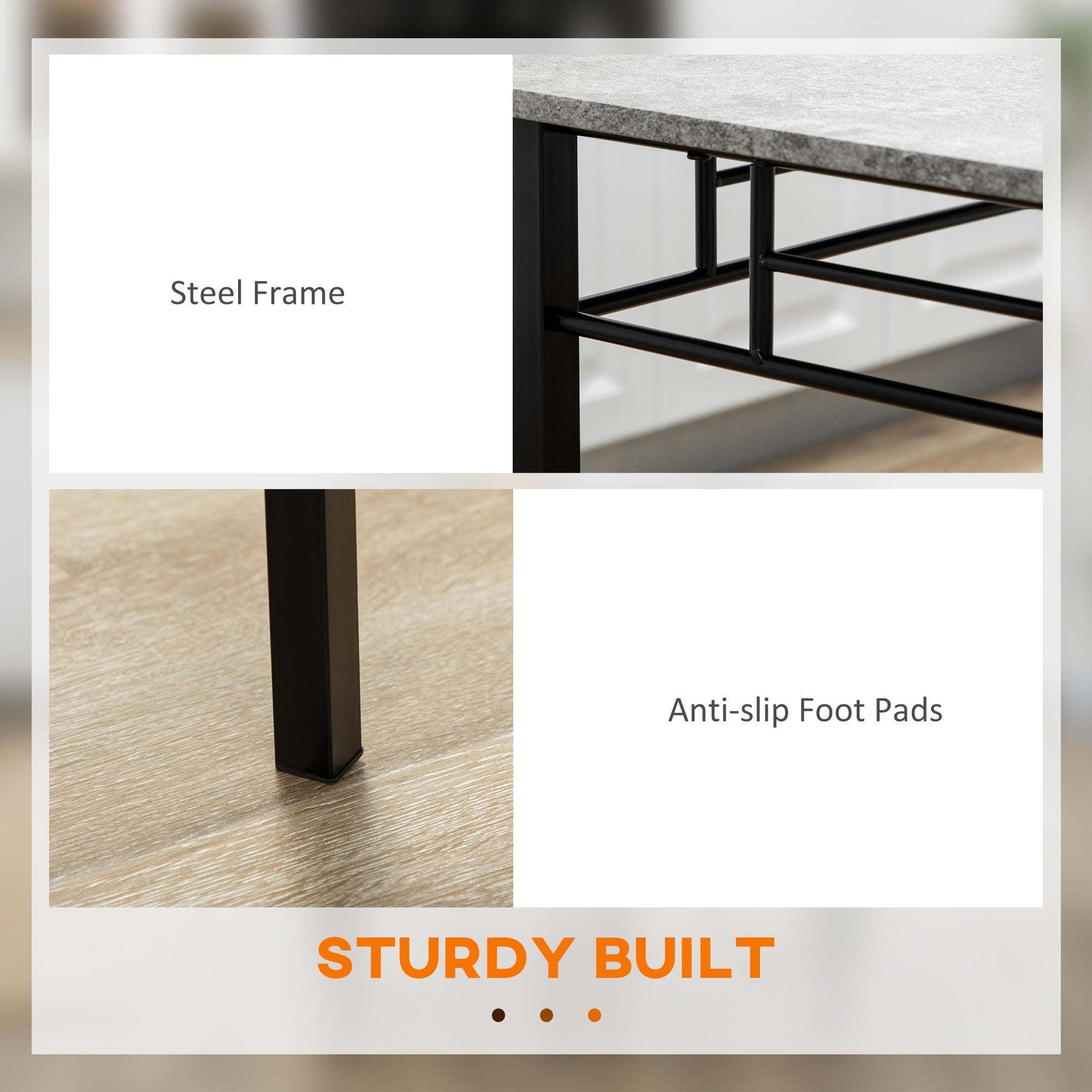 HOMCOM 5-Piece Dining Set: Kitchen Table & 4 Padded Metal Chairs, Grey Finish