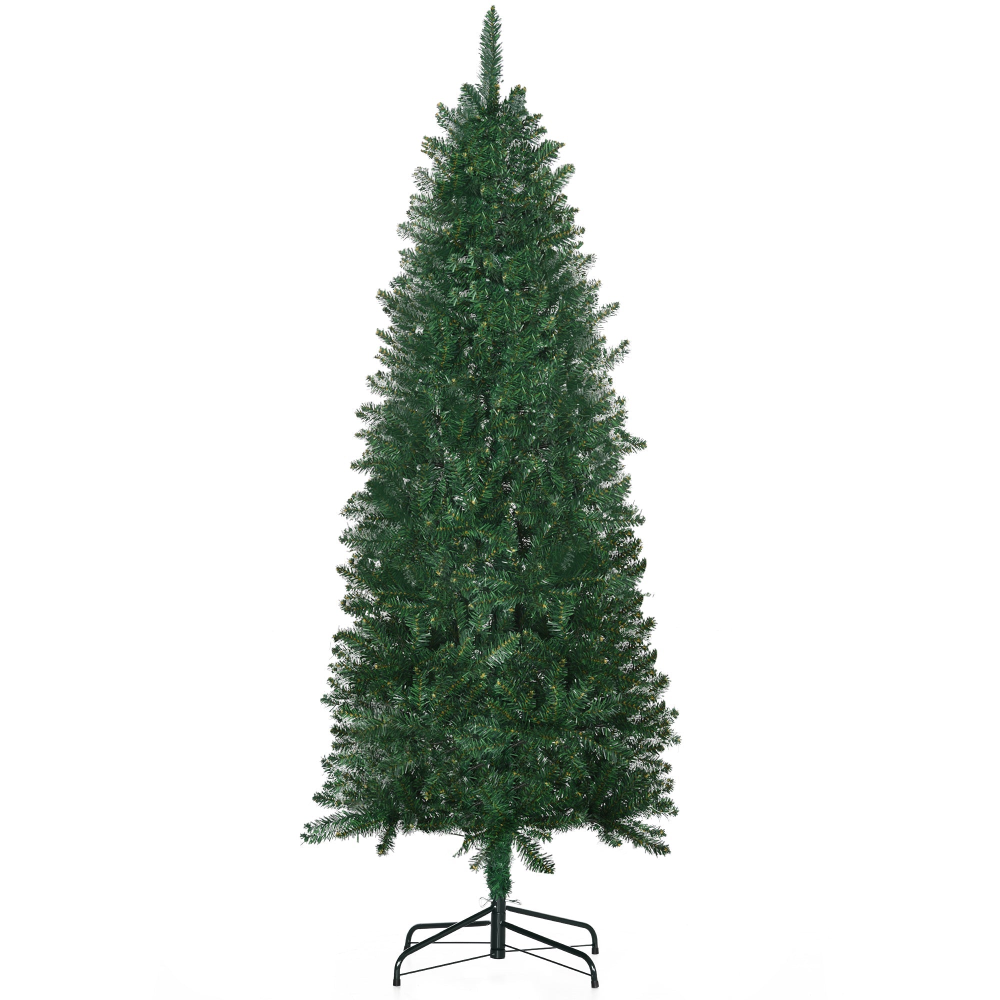 HOMCOM 6ft Artificial Christmas Tree w/ Metal Stand Spruce Branch Tips Green