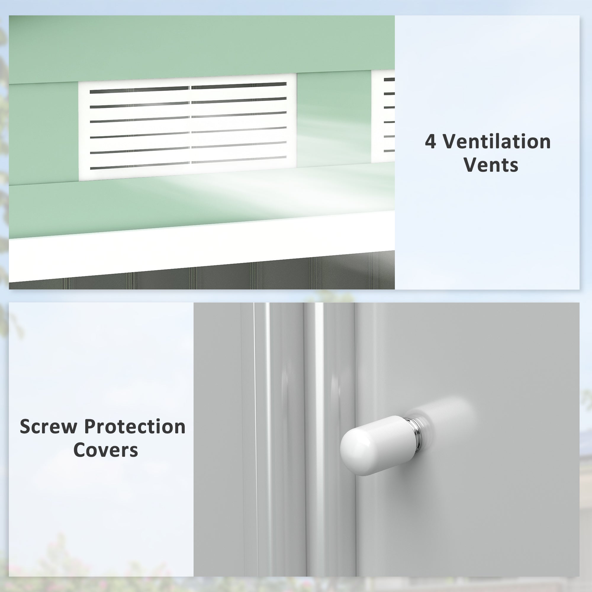 Outsunny 7' x 4' x 6' Garden Storage Shed Outdoor Patio Metal Tool Storage House w/ Foundation Kit and Double Doors Light Green