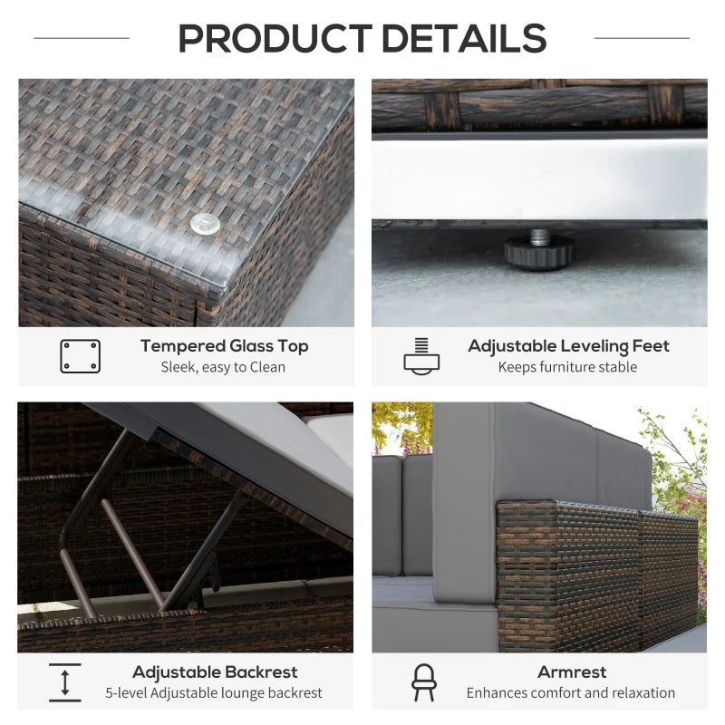 Outsunny 9 Pieces Wicker Patio Furniture Set with Cushion, Light Grey