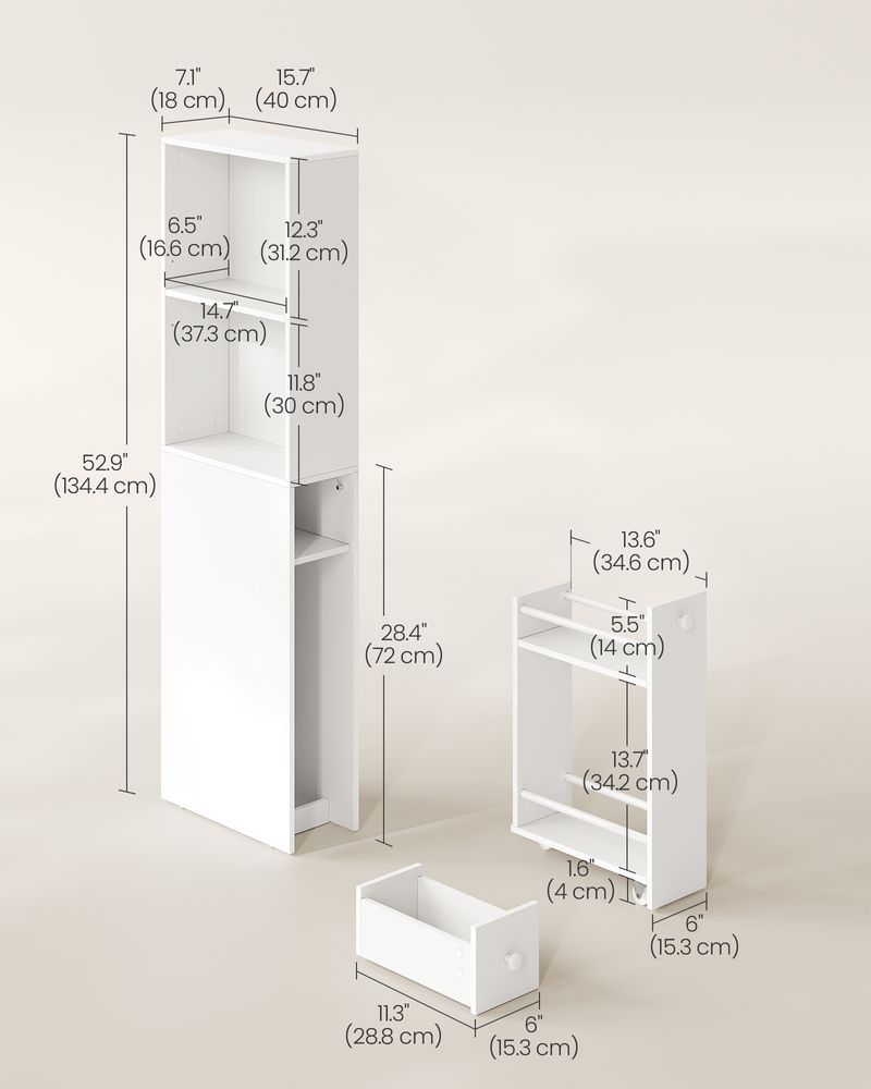 VASAGLE Freestanding Cabinet with Storage Drawers and Adjustable Shelf
