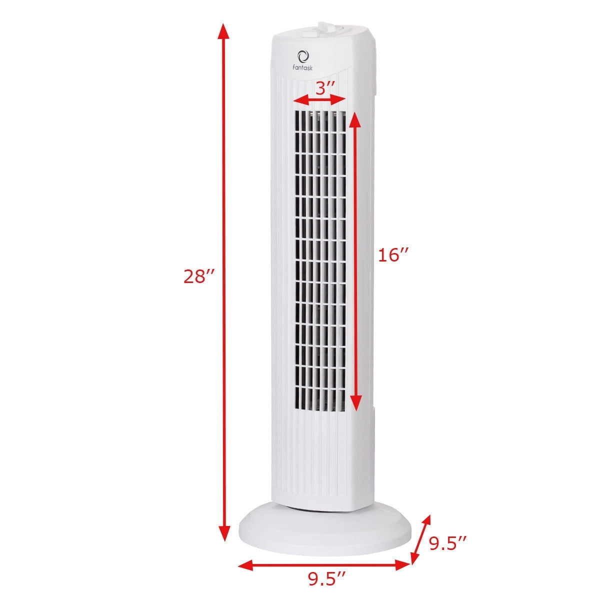 Fantask 35W 28 Inch Quiet Bladeless Oscillating Tower Fan-WhiteÂ