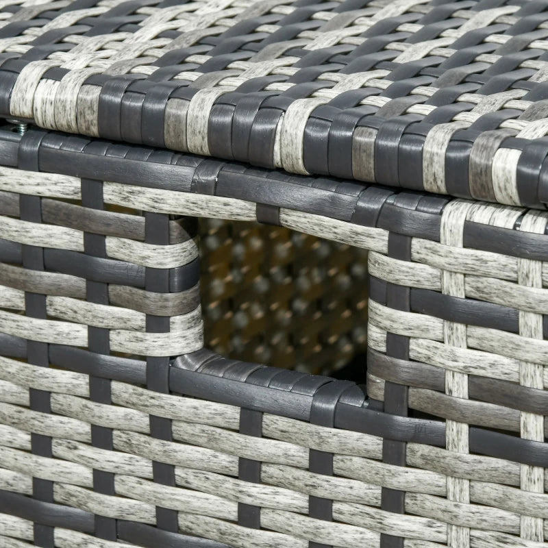 Outsunny 6 Piece Rattan Garden Furniture Set, 8-Seater Outdoor Sofa Sectional with 3 Loveseat Wicker Sofa with Cushions, 2 Footstools and Glass Table for Yard, Poolside, Grey