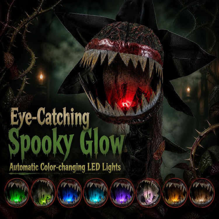 6.2 ft Animated Halloween Man-Eating Plant with Color-Changing LED Mouth