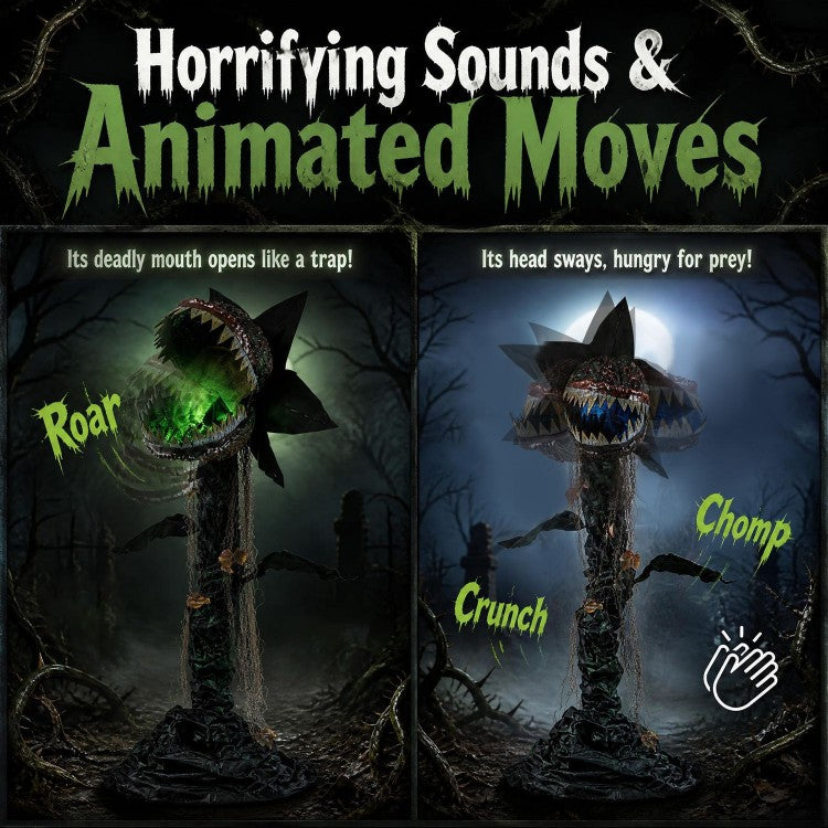 6.2 ft Animated Halloween Man-Eating Plant with Color-Changing LED Mouth