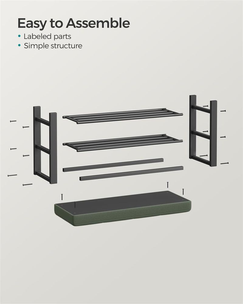 SONGMICS 3-Tier Shoe Rack for Entryway Organizer with Foam Padded Seat