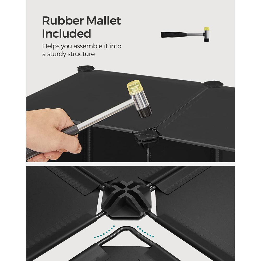 SONGMICS 6 Cube Storage Organizer with Feet and Rubber Mallet , White