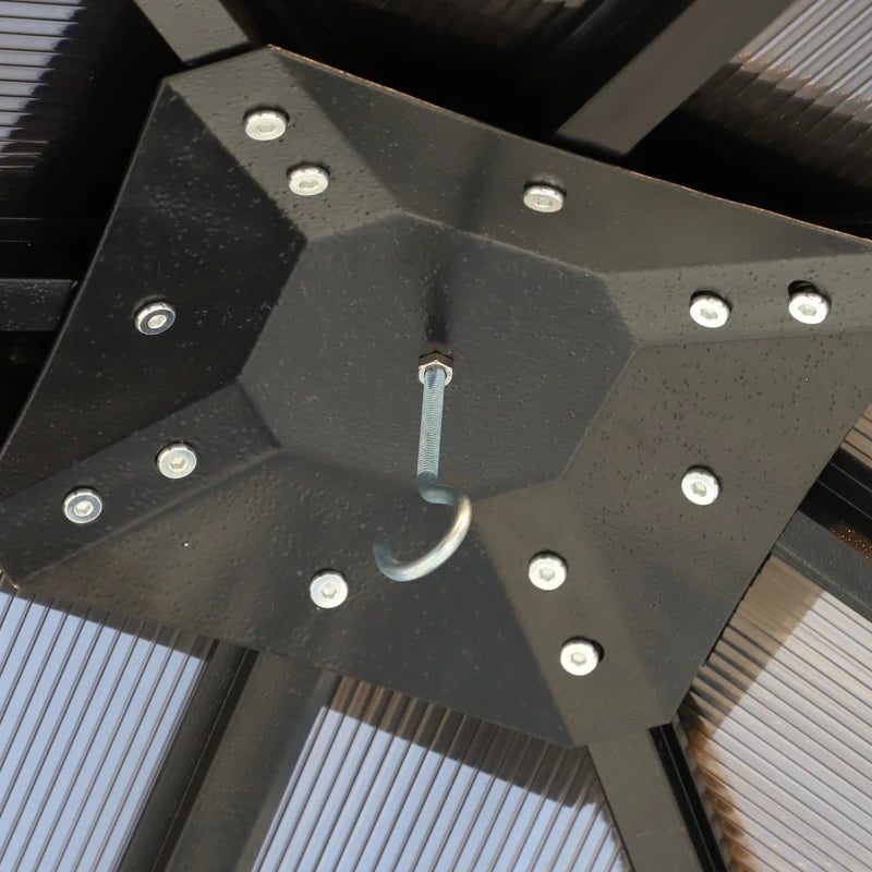 Outsunny 10' x 10' Hardtop Gazebo with PC Board Roof and Aluminum Frame, Patio Gazebo with Curtains and Netting for Party Wedding Marquee Tent, Black