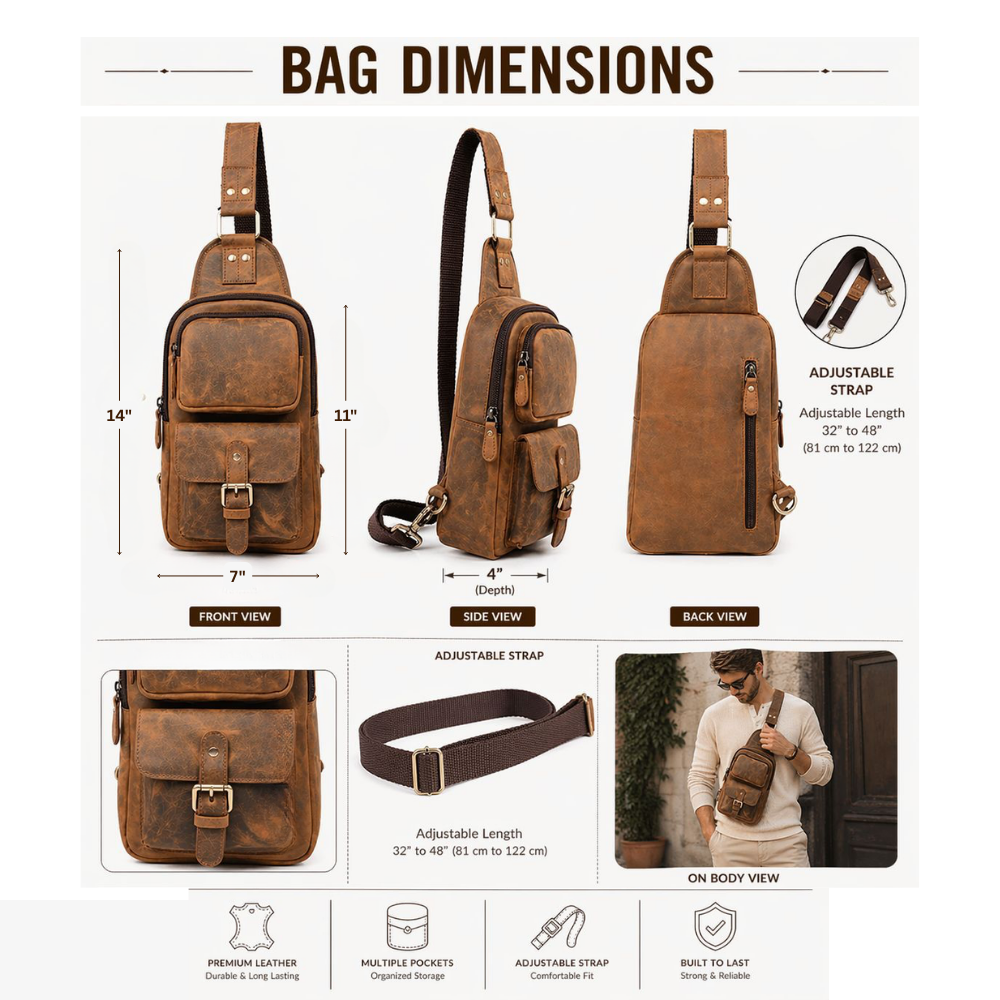 Vintage Leather Sling Bag | Hunter Tan