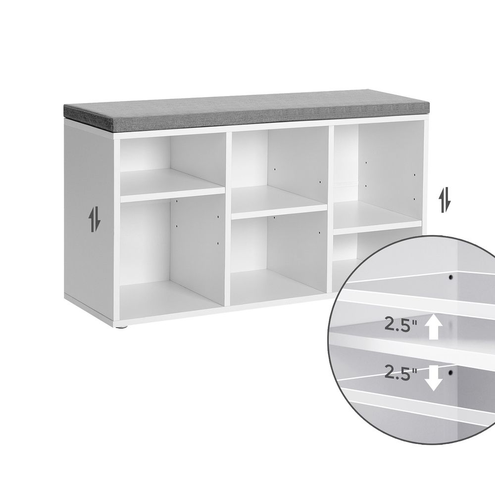 VASAGLE Shoe Storage 6 Compartments and 3 Adjustable Shelves