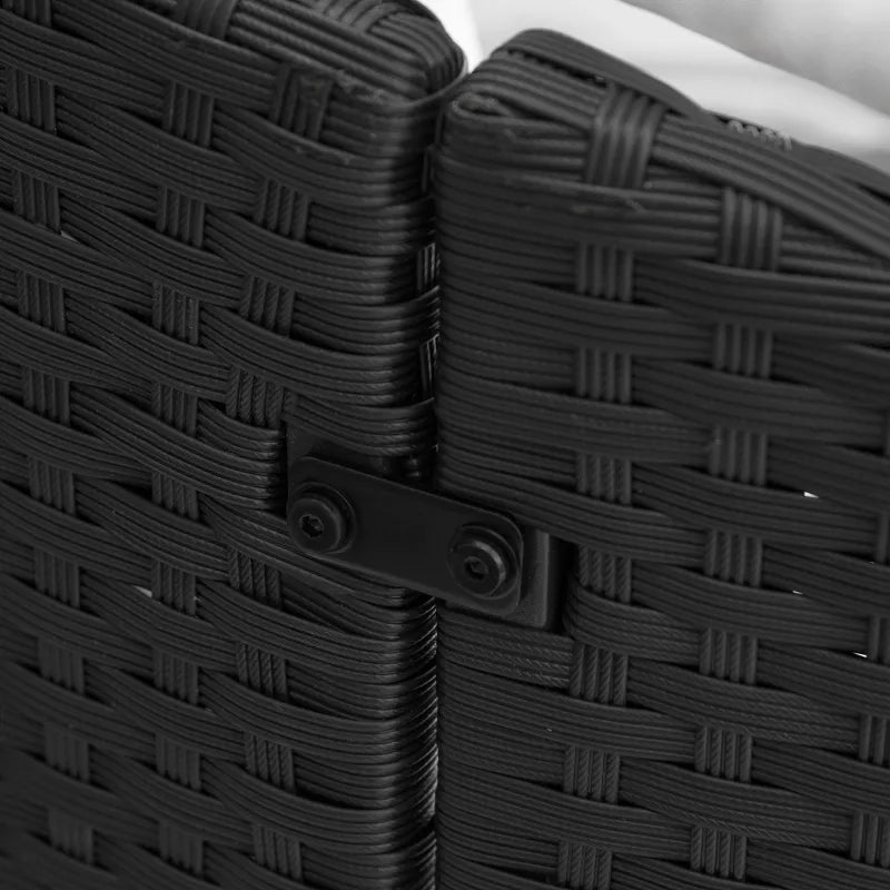 Outsunny 4 Pieces Patio PE Wicker Round Daybed, Outdoor Rattan Garden Lounge Furniture Sets, Cream