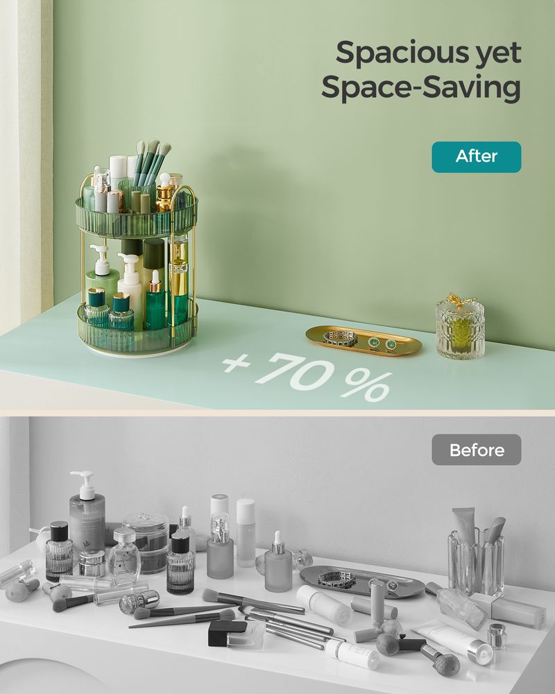 SONGMICS Round Rotating Skincare Organizer Countertop
