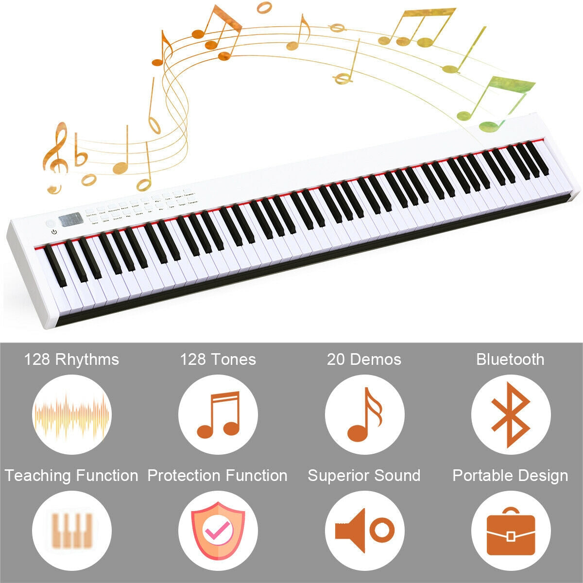 BX-II 88-key Portable Digital Piano with  MP3-WhiteÂ