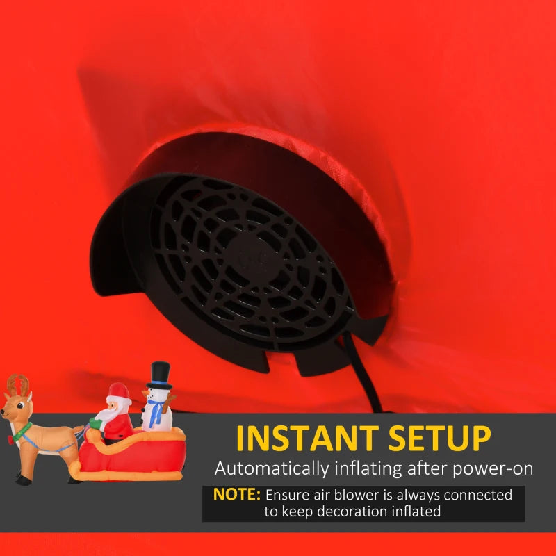 HOMCOM 6.5FT Inflatable Christmas Santa & Snowman on Sleigh with Reindeer, LED Lighted Blow Up Holiday Yard Decoration