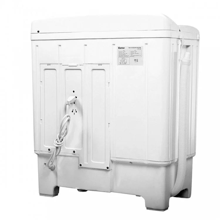 Semi-Automatic 26 lb Twin Tub Portable Washing Machine with Drain Pump, Blue