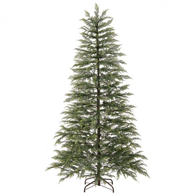 6.5 Feet Artificial Christmas Tree with Branch Tips and Colorful LED Lights
