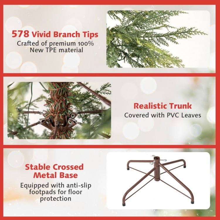 6.5 Feet Artificial Christmas Tree with Branch Tips and Colorful LED Lights