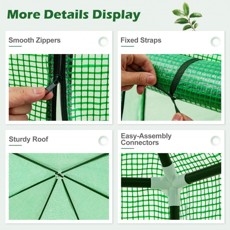 6.5 x 5.6 x 6.2 FT Mini Walk-in Greenhouse Portable Outdoor Warm House for Winter with PE Cover-Green