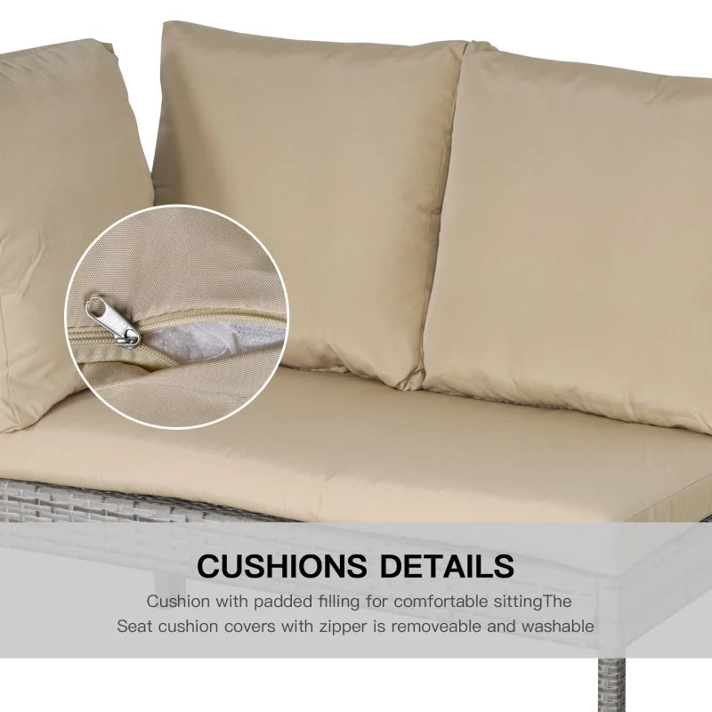 Outsunny 6 PCS Outdoor Patio Dining Table Sets All Weather PE Rattan Sofa Chair Furniture set Indoor Outdoor Backyard Garden with Cushions Khaki