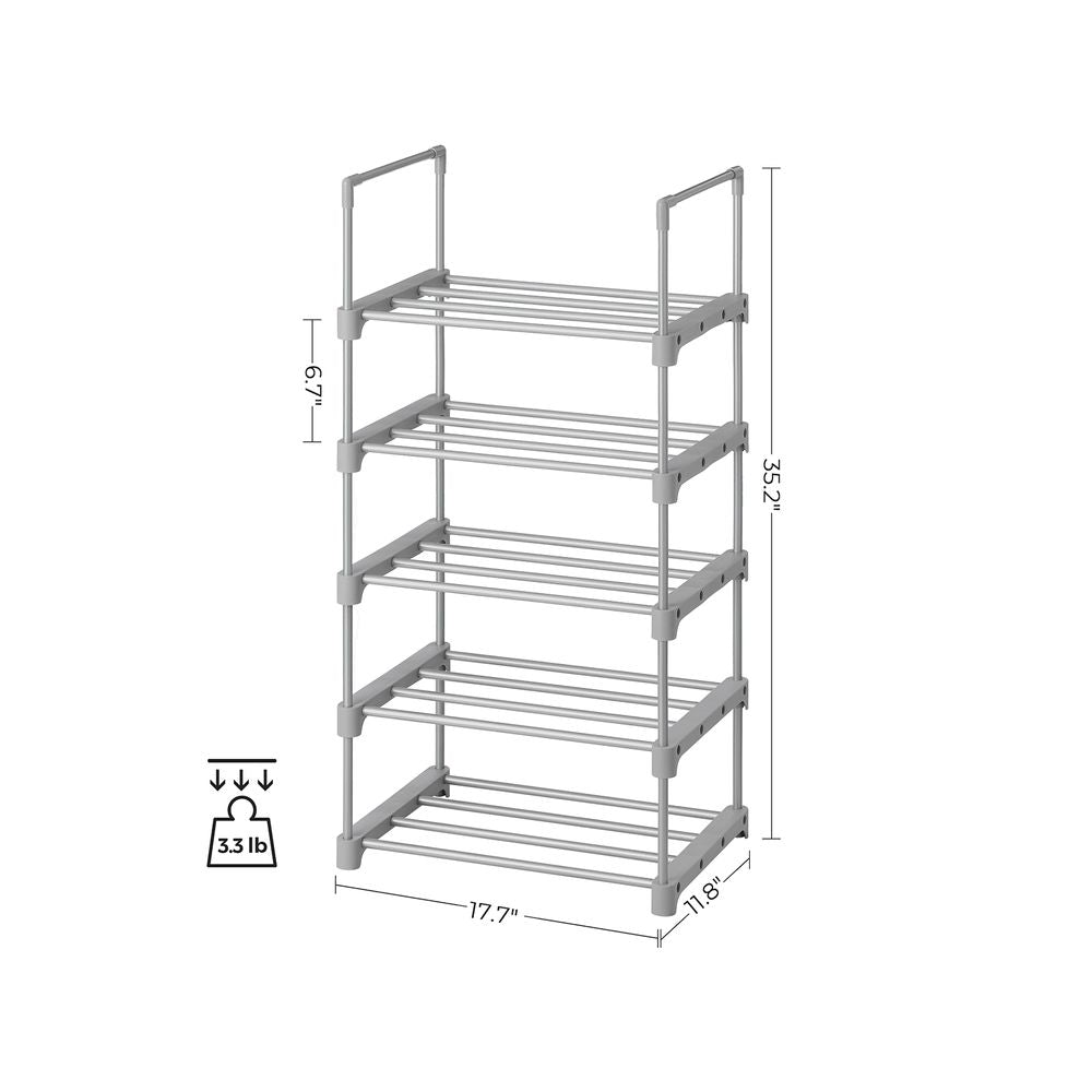 SONGMICS Set of 2 Metal Shoe Storage Organizer with 5 Shelves