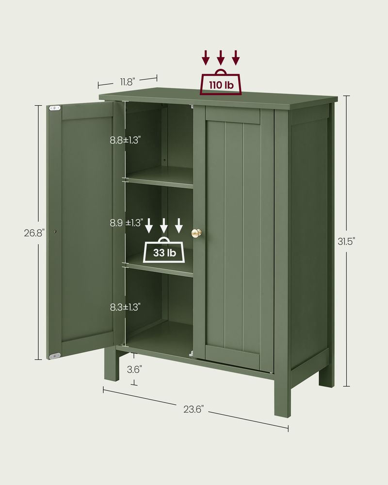 VASAGLE Bathroom Storage Unit with 2 Adjustable Shelves