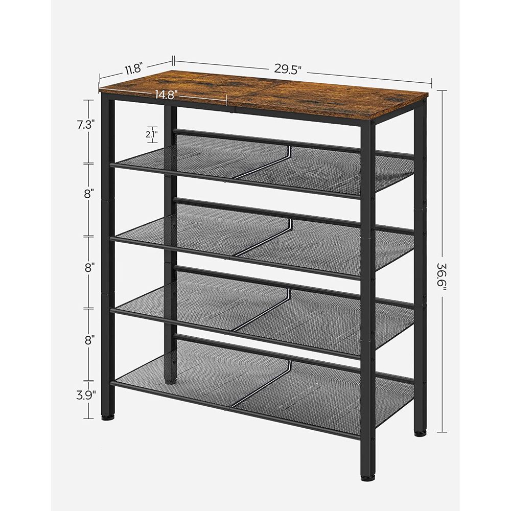 VASAGLE 5-Tier Shoe Rack with Storage Shelves and Spacious Top