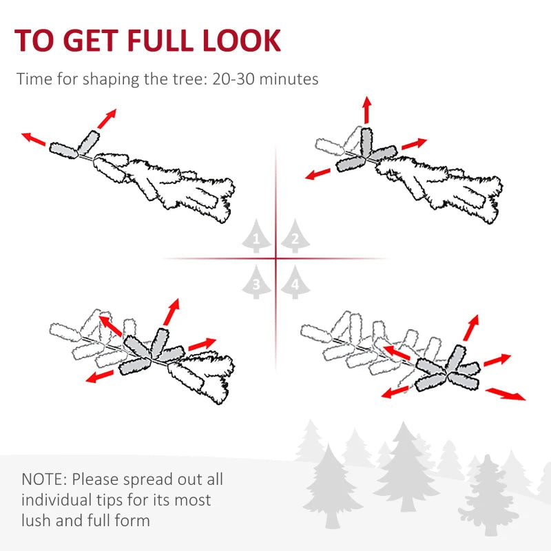 HOMCOM 4FT Pre-Lit Fiber Optic Christmas Tree with Star Topper, Artificial Spruce Holiday Decor