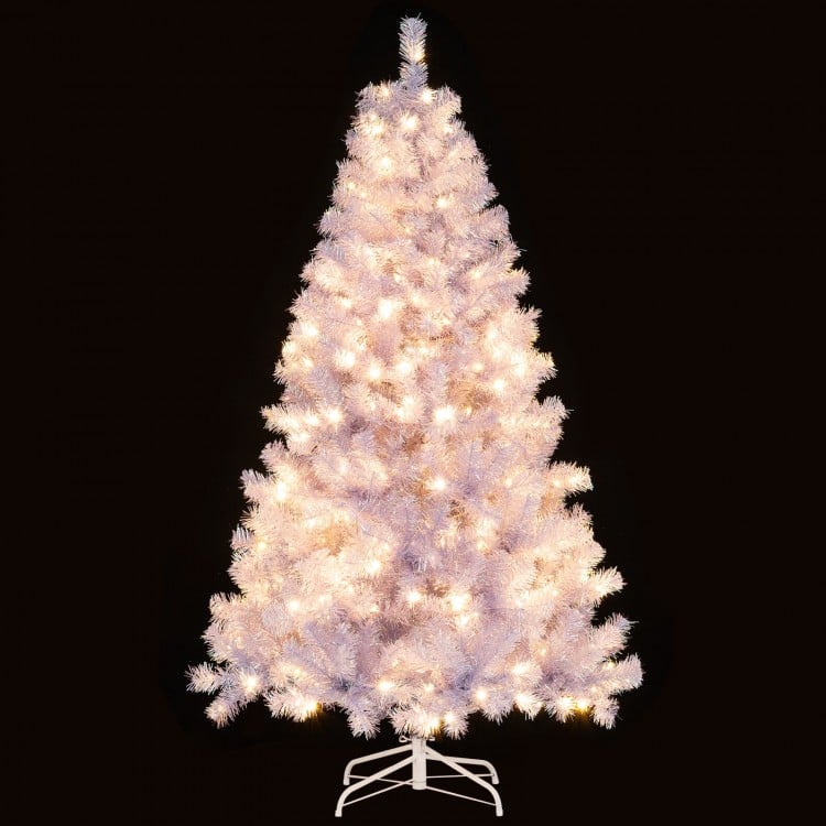 6 FT Pre-Lit Tinsel Christmas Tree Artificial Xmas Tree
