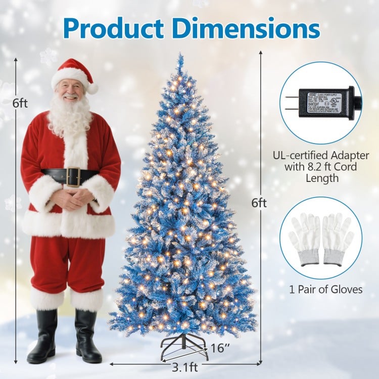 6 FT Artificial Christmas Tree with 767 Snowy Branch Tips