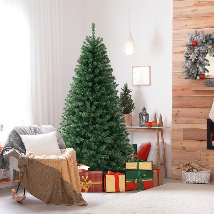 7 FT Artificial Christmas Tree with 568/830/1182 Branch Tips and 200/250/400 Warm White LED Lights