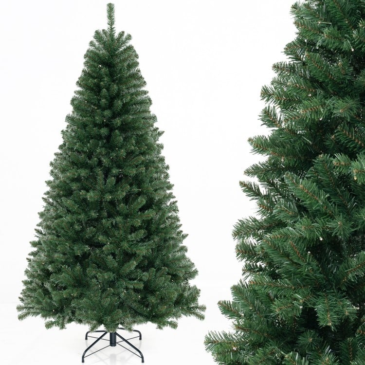 7 FT Artificial Christmas Tree with 568/830/1182 Branch Tips and 200/250/400 Warm White LED Lights