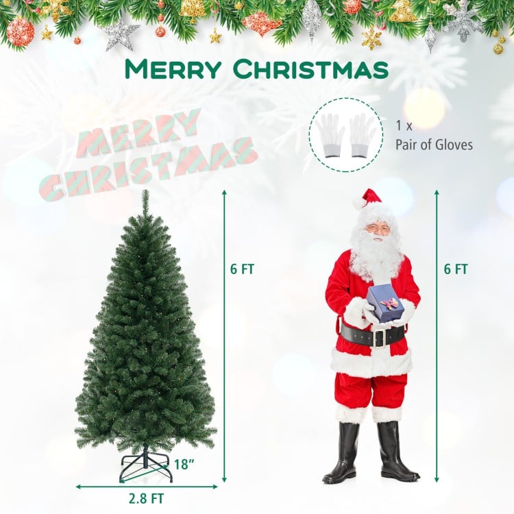 6 FT Artificial Christmas Tree with 568/830/1182 Branch Tips and 200/250/400 Warm White LED Lights