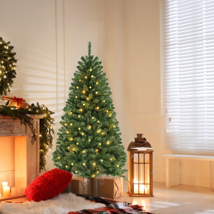 6 FT Artificial Christmas Tree with 568/830/1182 Branch Tips and 200/250/400 Warm White LED Lights