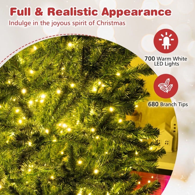 6 FT Pre-Lit Artificial Christmas Tree with Remote Control and LED Lights