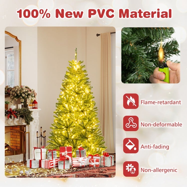 6 FT Pre-Lit Artificial Christmas Tree with Remote Control and LED Lights