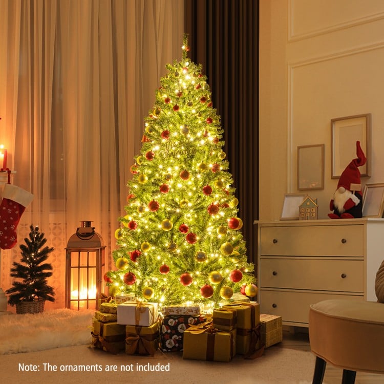 6 FT Pre-Lit Artificial Christmas Tree with Remote Control and LED Lights