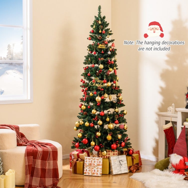 7 FT Pre-Lit Artificial Christmas Tree Spiral Holiday Tree with 791 Branch Tips and 8 Modes