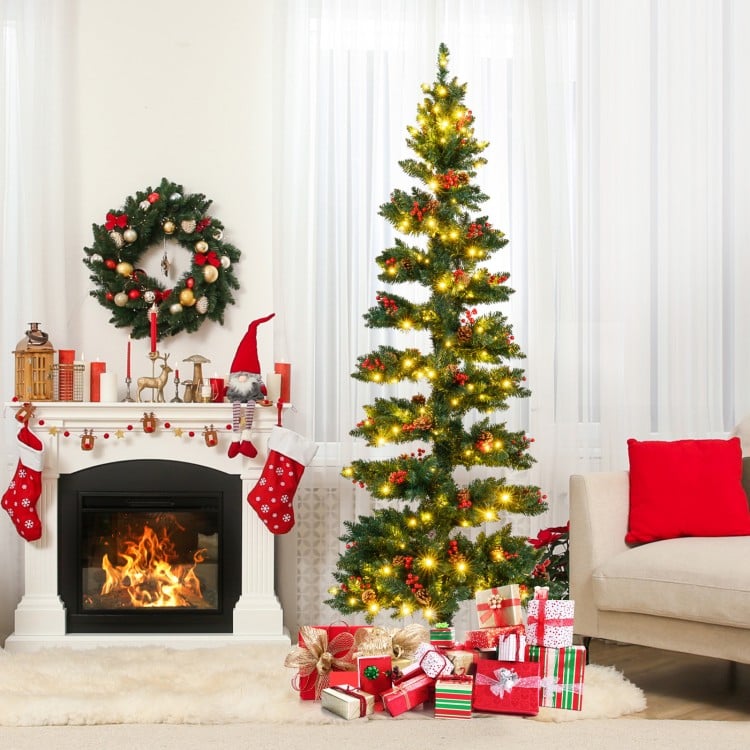 7 FT Pre-Lit Artificial Christmas Tree Spiral Holiday Tree with 791 Branch Tips and 8 Modes