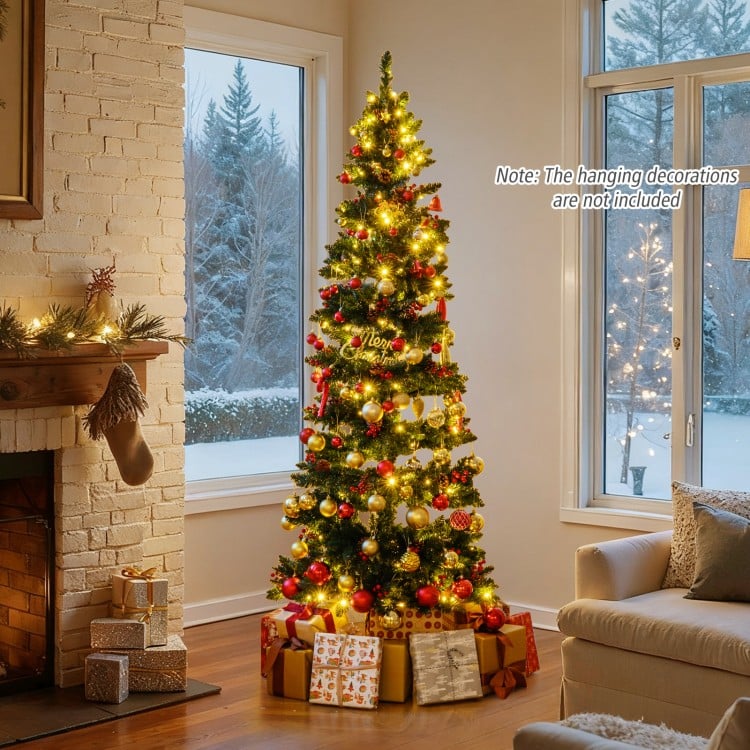 7 FT Pre-Lit Artificial Christmas Tree Spiral Holiday Tree with 791 Branch Tips and 8 Modes