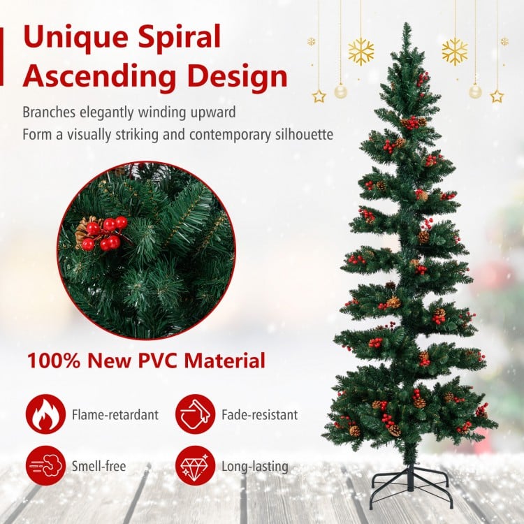 7 FT Pre-Lit Artificial Christmas Tree Spiral Holiday Tree with 791 Branch Tips and 8 Modes